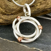 Entwined Silver Circles with Copper Pendant